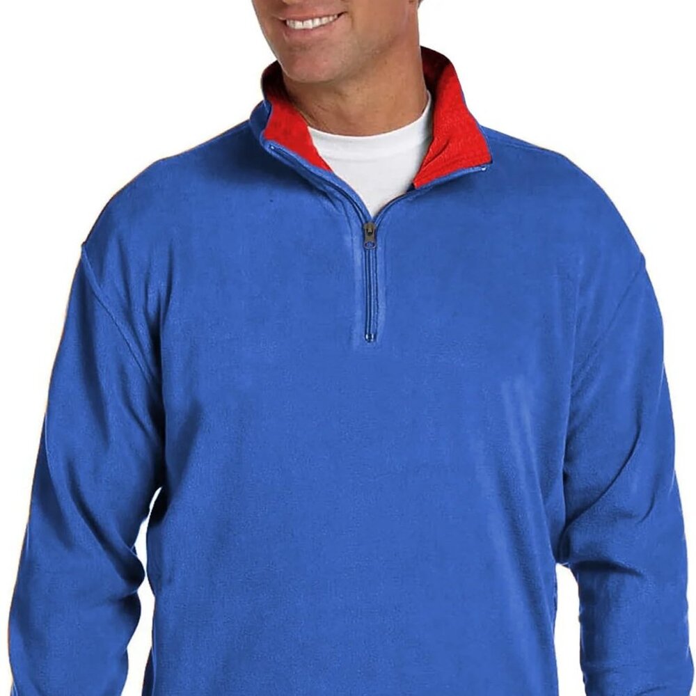 JH Design Men’s Quarter Zip Thermal Fleece Pullover Royal Blue